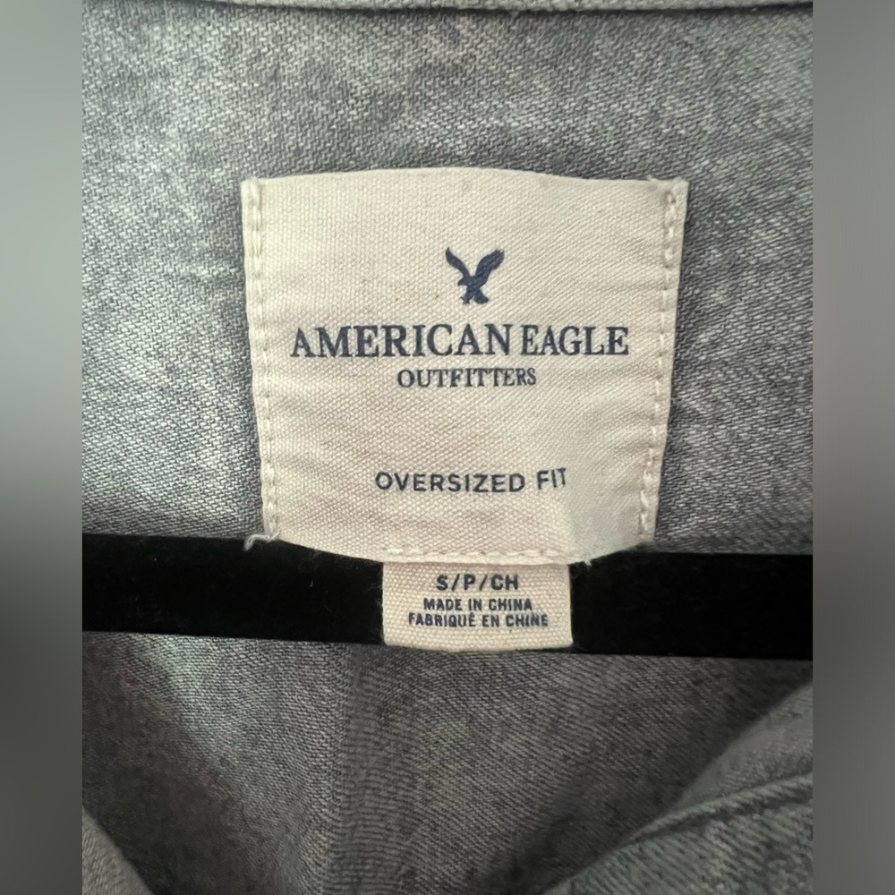 American Eagle Button Down Light Grey Top - image 3